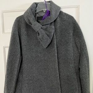 Talbots Charcoal Teddy Jacket with Bow Accent